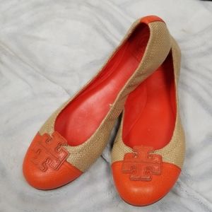 Tory Burch size 11 orange hemp flats